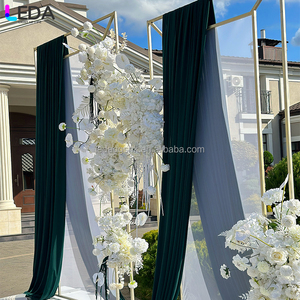 LEDA Modern Large silver square Arch <b>Stand</b> set for Wedding Event Party <b>Backdrop</b> Decoration - Product Image 3