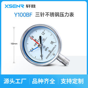 Manomètre en acier inoxydable Suzhou Xuansheng Y100BF 100 mm analogique à trois aiguilles avec indicateur de max/min - Product Image 5