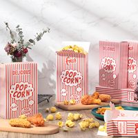Caja de Palomitas de Maíz con Tapa Cerrada a Rayas Rojas y Blancas, Cajas de Palomitas de Maíz de Cartón Blanco para Fiestas de Cine y Noches de Cine