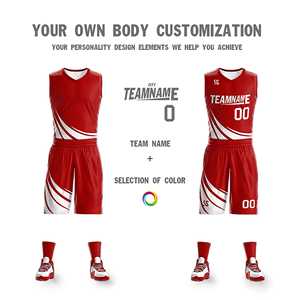 Conjuntos Deportivos Personalizados en Rojo y Blanco de Doble Cara, Diseño de Camiseta de Baloncesto - Product Image 5