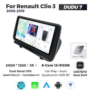DUDUAUTO pour <span class=keywords><strong>Renault</strong></span> <span class=keywords><strong>Clio3</strong></span> 2006-2019, système multimédia Android modifié pour voiture, navigation Bluetooth, Car-play, écran de recul - Product Image 3
