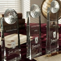 Cadeau d'affaires personnalisé, trophée de golf en verre, vente en gros, trophée de globe en verre cristal, prix d'excellence pour les cadeaux sportifs
