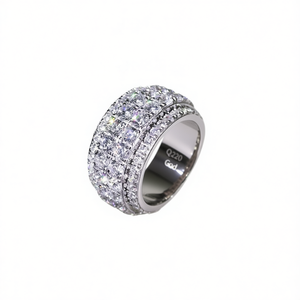 Bague de luxe en or blanc avec diamants naturels taille princesse couleur D, bijoux fins unisexes Q220 - Product Image 1