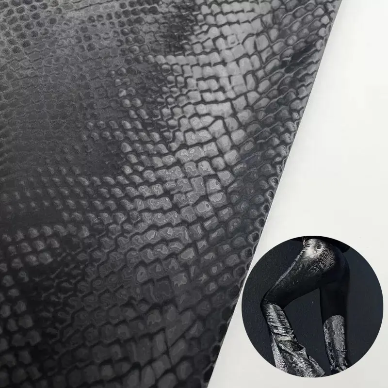 Python Pattern PU Stretch Leather Fabric Fashionable Snake Style Stretch Leather Fabric