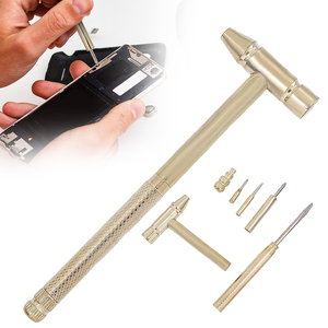 Juego de Destornilladores y Martillo Mini 6 en 1, Aleación de Cobre Dorada, Destornillador Micro Desmontable, Herramienta Manual Perfecta para Proyectos de Bricolaje - Product Image 1