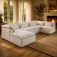 Canapé modulaire Abric, emballage sous vide compressé, housse amovible lavable, design moderne, tissu, salon, appartement