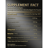 Complément alimentaire OEM ODM Urolithin A avec NAD+ liposomal et trans-resvératrol, formule 6-en-1 pour l'énergie cellulaire, capsules molles