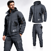 Ensemble veste et pantalon de randonnée pour homme, automne-hiver, tactique, softshell, logo personnalisé, coupe-vent, polaire, chaud
