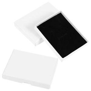 Petite boîte cadeau rectangulaire en papier blanc avec doublure en velours, boîte à bijoux pour boucles d'oreilles, colliers, bracelets, bagues - Product Image 1