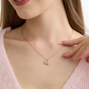 Collier pendentif coccinelle fleurie en acier inoxydable avec strass, bijou fantaisie pour femme, idée cadeau - Product Image 2