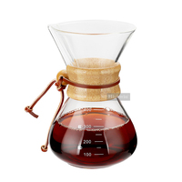 HIGHWIN Support en bois Cafetière chaude et froide Pot d'égouttement en verre Verser sur la bouilloire d'égouttement de café