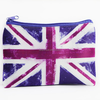 Sac à crayons en néoprène personnalisé avec impression de drapeau, étui à cosmétiques uni avec fermeture à glissière lisse