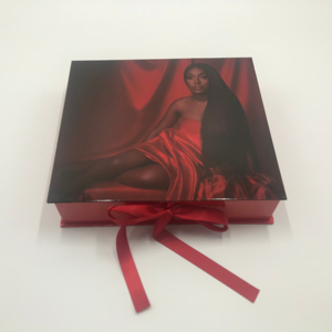 YIZHOU Best Selling Custom Logo Red Wig Packaging Box With Satin Lined Luxury Magnetic Packaging Box For Hair Extension Box