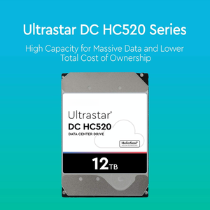 Disque dur interne <span class=keywords><strong>HGST</strong></span> Ultrastar HC520 12 To à hélio pour serveur d'entreprise, 3,5 pouces, SATA 6 Gbit/s, 7200 tr/min, 256 Mo de cache, boîtier métallique - Product Image 1