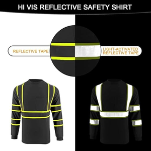 Dri Fit T-shirt de sécurité rose à manches longues pêcheur violet haute visibilité chemises noires pour hommes chemise très visible réflecteur - Product Image 5