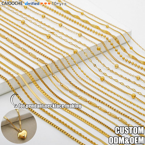 CAIOOCHE Catena in Acciaio Inossidabile all'Ingrosso, Catena alla Moda con Maglie Ovali/Serpente/Cubane Placcata <span class=keywords><strong>Oro</strong></span> 18K per Creazione di Collane con Ciondoli - Product Image 1