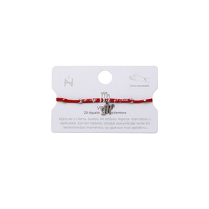 Bracciale con ciondolo in acciaio inossidabile con cordino rosso della costellazione di Angelo della Vergine per donna, regalo astrologico - Product Image 1