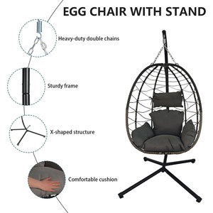 Outdoor All Weather Cheap <strong>UK</strong> Camping <strong>Garden</strong> Furniture Rattan Outdoor Patio Balcony <strong>Egg</strong> Shape Hanging Swing <strong>Chair</strong> - Product Image 3