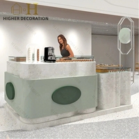 Comptoir de présentation en verre trempé pour café, comptoir de boulangerie en bois massif, kiosque à café personnalisé dans un centre commercial