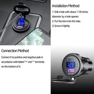 Ricarica rapida 3.0 porta caricatore per auto <span class=keywords><strong>USB</strong></span> + PD con presa accendisigari da 12-24V voltmetro - Product Image 5