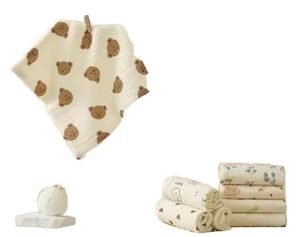 Baberos de Muselina de Algodón para Bebés, Diseño en Forma de Flor, Doble Capa Absorbente con Broche a Presión para Recién Nacidos - Product Image 2