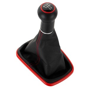 Couvre-poignée de levier de vitesses de voiture en cuir noir et rouge 12 mm 5 vitesses 6 vitesses Accessoire intérieur pour tableau de bord pour Volkswagen Bora Golf 5 6 - Product Image 3
