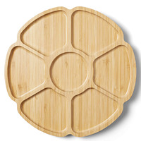 Plateau de service rotatif rond en bambou en forme de fleur, 7 compartiments, pour fruits secs, noix, fête, décoration de table basse