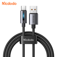 Câble de données USB-C Mcdodo 518, charge rapide, lumière de voiture, lumière respirante, texture métallique avancée, prend en charge QC4.0 QC3.0 VOOC, nylon
