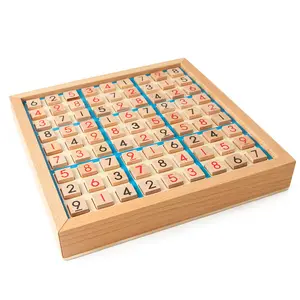 Planche de jeu en bois Sudoku à neuf grilles carrées avec questions formation à la pensée logique jouets éducatifs pour enfants