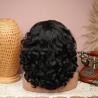 Perruque synthétique 14 pouces à ondulations rebondissantes et bouclées avec bandeau, petites boucles moelleuses, résistante à la chaleur, pour femmes noires africaines, en fibre, pas chère