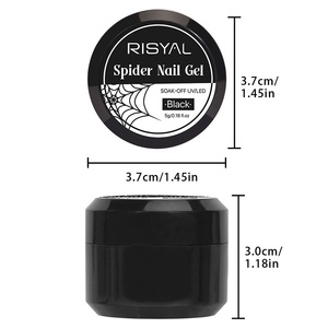 RISYAL Gel de <span class=keywords><strong>dessin</strong></span> pour nail art à effet scintillant fin – Emballage individuel, soie élastique, motif araignée, <span class=keywords><strong>fleur</strong></span>, design transfrontalier, noir, blanc, argent - Product Image 5