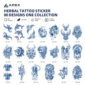 Tatouages temporaires imperméables à base de jus de plantes, 80 pièces, 110x180mm, finition mate, bleu marine, OEM, mixte, phosphorescent dans le noir, pour adultes - Product Image 6