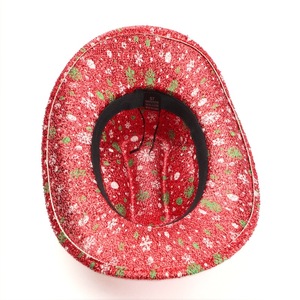 Cowboy Hat <b>Red</b> Green Snowflake Print Unisex Adult Party Winter Hat European Style 100% Polyester - Product Image 2