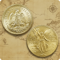 Monedas Conmemorativas Antiguas de 50 Pesos Mexicanos de 1821-1921
