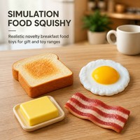 Jouet Squishy Œuf Frit Réaliste en TPR, Balle Anti-Stress à Presser en Forme d'Aliment, Fidget pour Vitrine de Magasin de Cadeaux