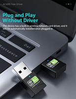 Adaptor WiFi USB Dual Band AC600, Kartu Jaringan Nirkabel 2.4G/5G untuk PC Desktop & Laptop
