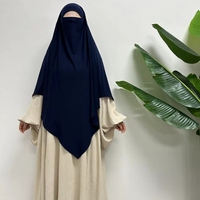 Khimar Jersey Une Couche de Haute Qualité pour Ramadan Aïd, Vêtement Musulman Islamique Femme, Long Hijab de Prière à Nouer