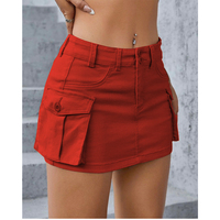 Mini jupe portefeuille d'été de style mode pour femmes Sac d'accordéon en tissu extensible teint en fil Jupe en jean Pantalon cargo moulant