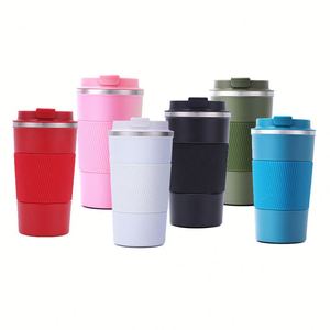 New Arrival Gift Cup 380ml 510ml Travel Coffee Cups Insulated <b>Double</b> <b>Walled</b> Stainless Steel Tumbler Silicone Sleeves - Product Image 3