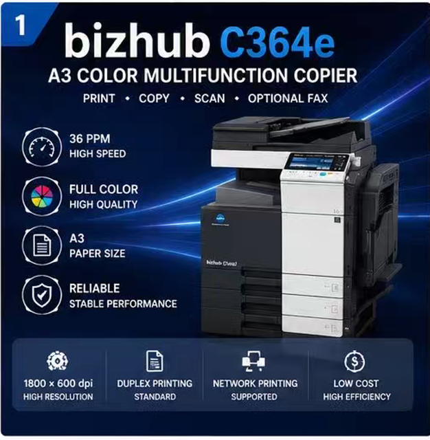 Refurbished Jeyon Laser Bizhub C364e A3 Color Multifunction Copier Printer Scanner Office Printing Machine Made in China Paper
