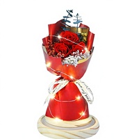 Bouquet de roses LED préservées - Fleurs éternelles pour la fête des mères et les cadeaux d'anniversaire, roses rouges pour femmes, maman, petite amie