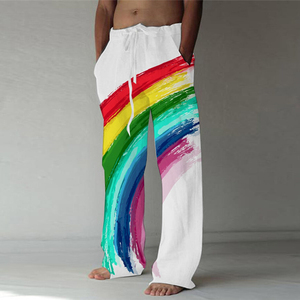 2025 nouveau graphique américain Styl couleur unie Polyester <span class=keywords><strong>pantalon</strong></span> ample jambe large rétro jambe droite hommes pantalons - Product Image 5