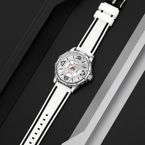 Reloj cronógrafo redondo para hombre, correa de silicona de lujo, reloj de cuarzo resistente al agua 30M, relojes al por mayor - Product Image 1