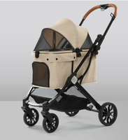 Poussette pliable légère pour animaux de compagnie, chien et chat, chariot de voyage extérieur avec auvent en maille et roues pivotantes