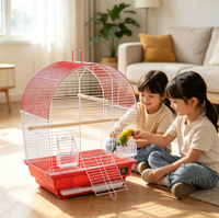 Cage à oiseaux légère à plusieurs niveaux avec dôme, perchoirs en bois, mangeoires transparentes et plateau en plastique pour canaris et perruches