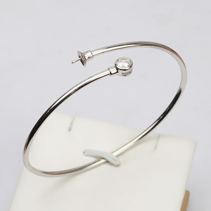 Bracelet élastique en argent S925, bague pour femme, bijoux de mode DIY avec plateau à perles vide, bracelets en cristal semi-finis, joncs - Product Image 1