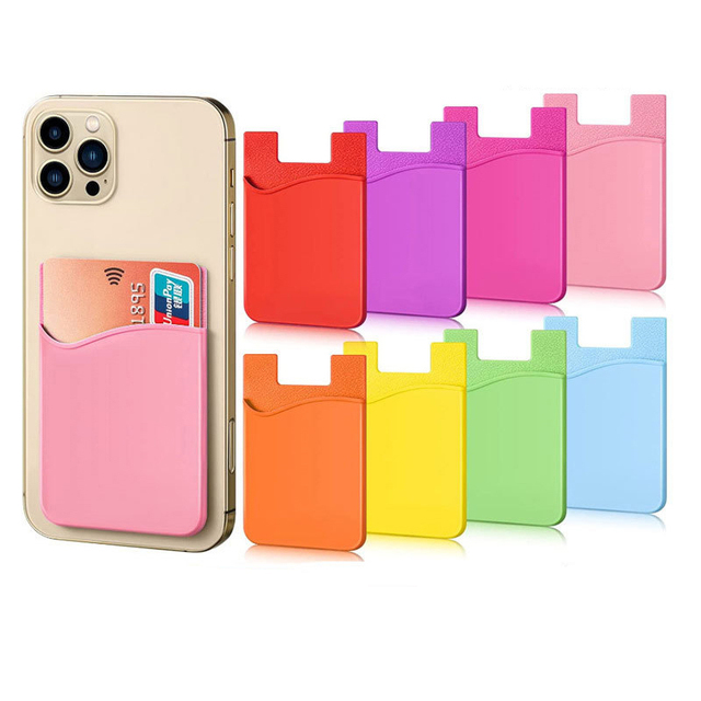 Custom Logo Adhesive Silicone Card Sleeve Stick on Cellphone Wallet Card Holder for Phone Case