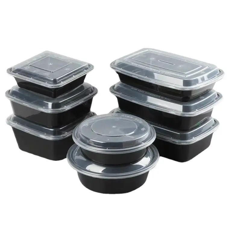 Круглые и квадратные и прямоугольные одноразовые микроволновые пластиковые коробки для еды с крышкой