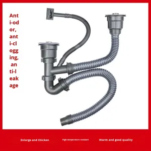 Juego de Desagüe para Fregadero de Cocina de Acero Inoxidable, Fregadero Individual y <span class=keywords><strong>Doble</strong></span>, Lavavajillas, Desagüe Grueso y Duradero, Antiolores y Antiobstrucciones - Product Image 5