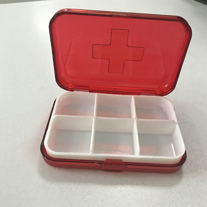 Hoshina Mini Pastillero de 6 Compartimentos Rojo PP Portátil para Viaje, Estuche Hermético a Prueba de Humedad para Almacenamiento de Medicamentos - Product Image 2